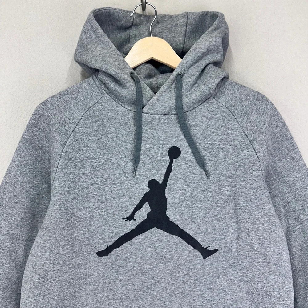 Jordan Jumpman Fleece‎ Hoodie Mens Large Grey Logo Graphic Pullover Classic